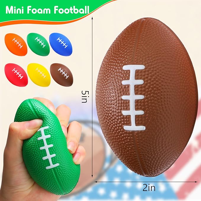 Jerify 24 Pack Foam Footballs 5 inch Bulk Mini Spiral Football Toys Easy Grip Waterproof Small Soft Emulation Foam Footballs for Kids Toddler Indoor Outdoor Play Game Football Party Favors