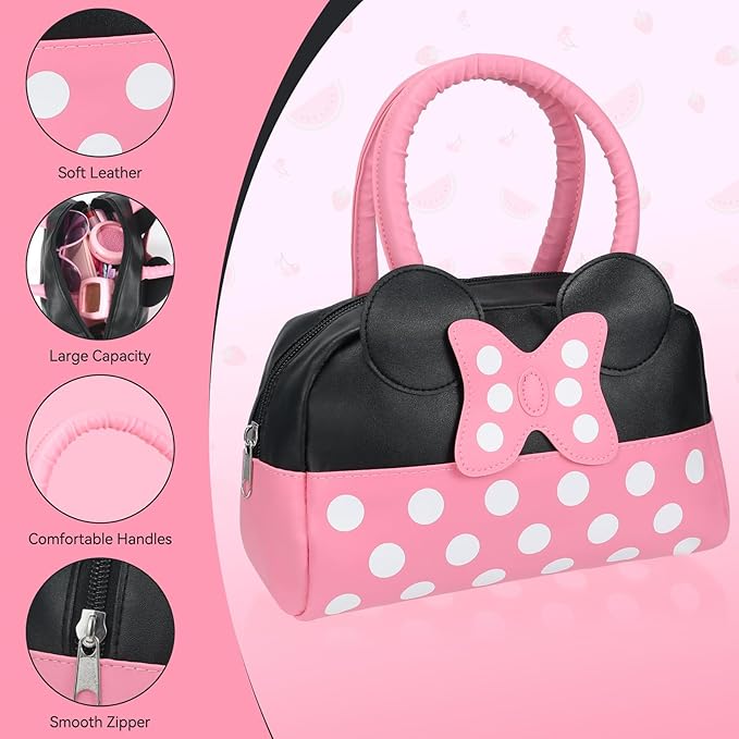 Pretend Play Purse for Little Girls, Toddler Purse with Pretend Makeup Toys for Toddlers, Princess Pretend Play Purse Toys with Accessories, Kids Purse Toy Birthday Gift for Girls Age 3 4 5 6+