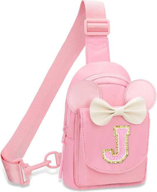 Girls Birthday Gifts for Kids - Initial Pink Small Sling Bags for Girl Fanny Pack Belt Bag for Personalized Crossbody Bags Purse for Kids Daughter Sister Little Girl Gifts Pink J