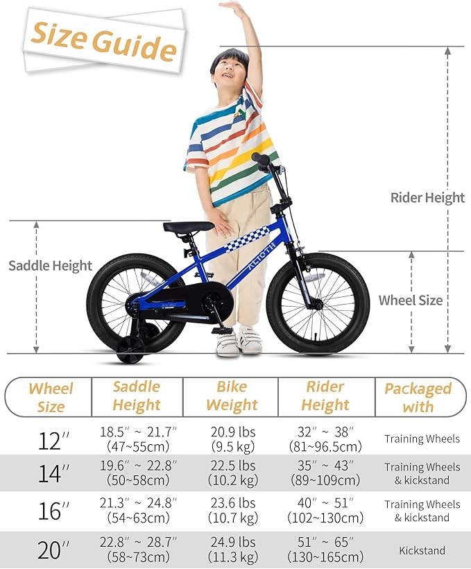 12 14 16 20 Inch Kids Bike BMX Style Bicycle with Training Wheels for 2-14 Years Old Toddlers Boys Girls Coaster Brake Multiple Colors