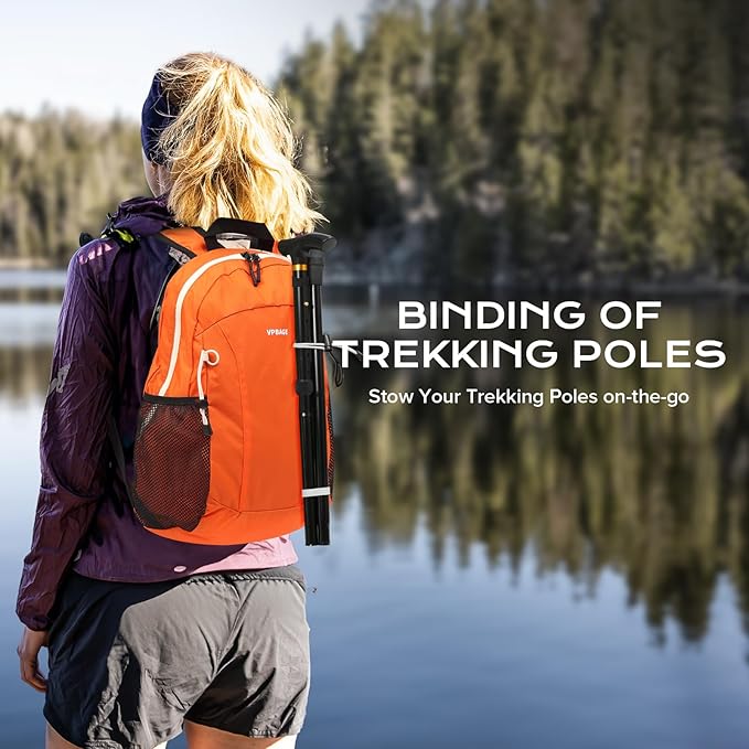 15L Water-resistant Hiking Daypack, Small Backpack Travel Outdoor, Lightweight Day Pack with Tool Loops