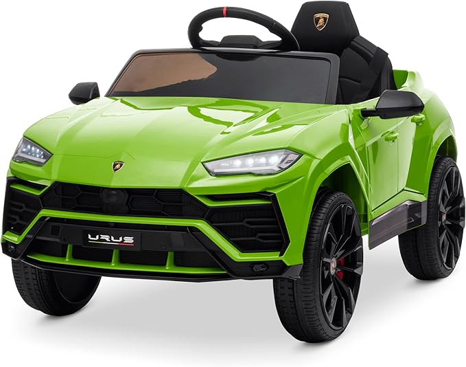 Kidzone Ride On Car 12V Lamborghini Urus Kids Electric Vehicle Toy w/Parent Remote Control, Horn, Radio, Port, AUX, Spring Suspension, Opening Door, LED Light - Green