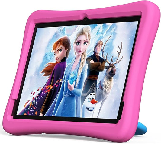 plimpton 2025 Upgraded Kids Tablet, 10 Inch Android 15 Tablet for Kids with Case Included, Octa-Core, Google Kids Space, Parental Control, 4GB+64GB, WiFi, BT5.3, YouTube, Great Gift for Toddler(Pink)