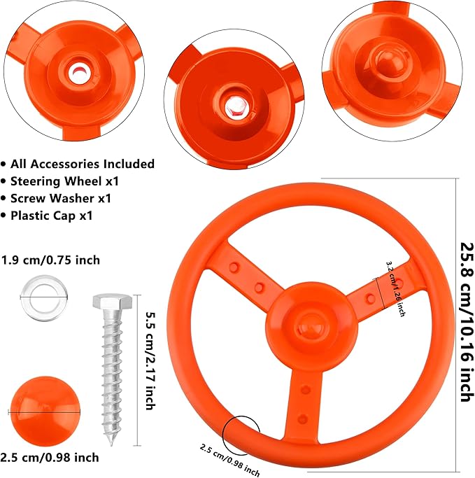 Playground Steering Wheel Accessories Plastic Swingset Steering Wheel Pirate Ship Steering Wheel Playset for Outdoor Backyard Treehouse Playground Jungle Gym (1, Orange)