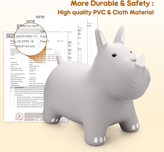 PlayZap Bouncy Horse Hopper, Bouncy Animals Hopper for Toddlers, Inflatable Jumping Ride on Bouncer, Kids Hopping Toys for 18M 2 3 Years Old Kids Boys Girls Gifts