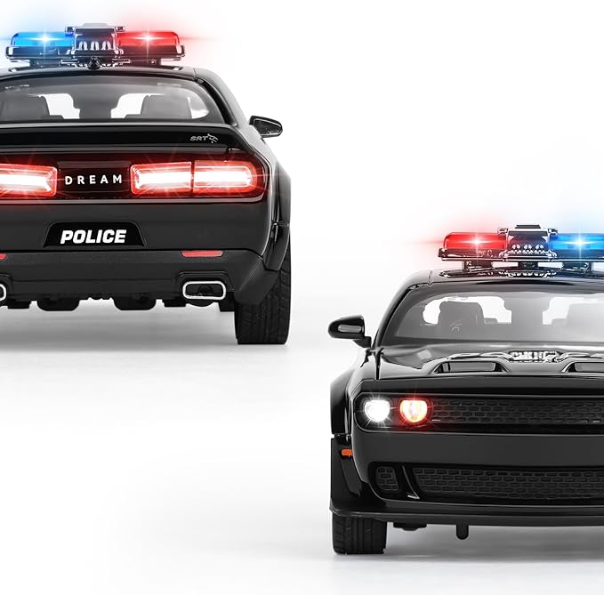 SASBSC Police Car Toys for Boys Age 3-12 Metal Toy Cars with Light and Sound Pull Back Diecast Model Car Collectable Muscle Cars for Kids 3+ Year Olds