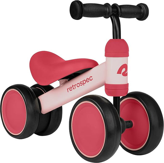 Retrospec Cricket Baby Walker Balance Bike with 4 Wheels for Ages 12-24 Months - Baby Toys & Toddler Toys for 1 Year Olds - Ride On Bicycle - Boys & Girls