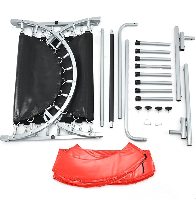 Giantex Mini Trampoline, 2 Persons Foldable Fitness Trampoline w/ 5 Levels Height Adjustable Handle, Max Load 330LBS, Indoor Oval Rebounder Exercise Trampoline for Adult, Kid, Enjoy Parent-child Time