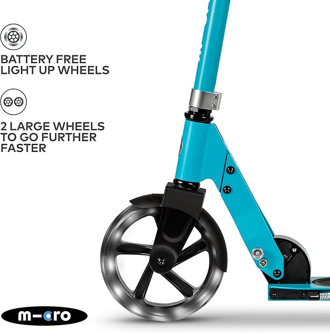 Micro Kickboard - Micro Cruiser LED - Two Wheeled, Fold-to-Carry Swiss-Designed Micro Scooter for Kids with Smooth Gliding Light-Up, Large Wheels for Ages 6+