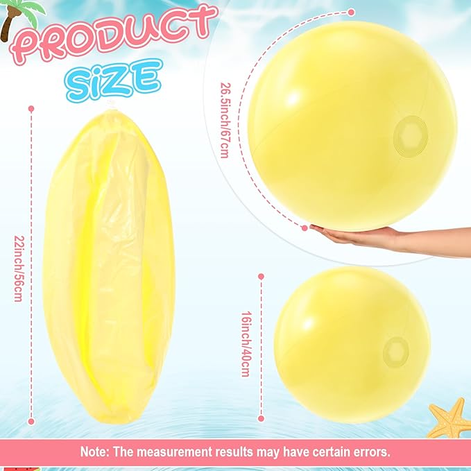 12 Pcs Inflatable Beach Balls Bulk Macaron Color Jumbo Large Beach Balls Pool Game Toys for Summer Swimming Back to School Party Games Water (24 Inch)