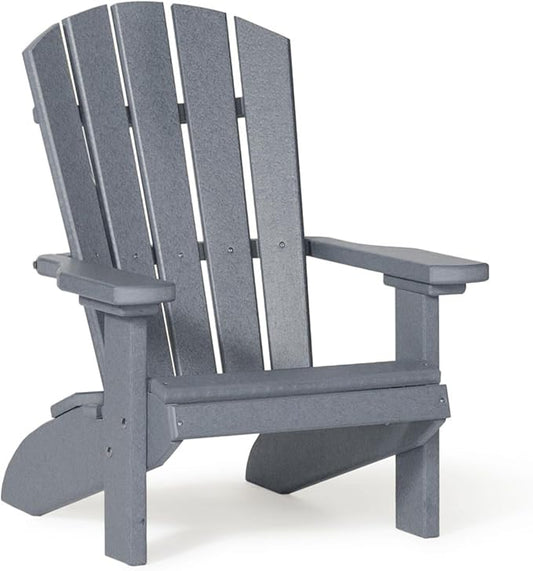 DutchCrafters Poly Kids Adirondack Chair, Outdoor Chair for Kids Ages 3–8, Durable Child-Sized Patio Seating for Camping and Backyard Play - Amish Made in USA (Dark Gray)