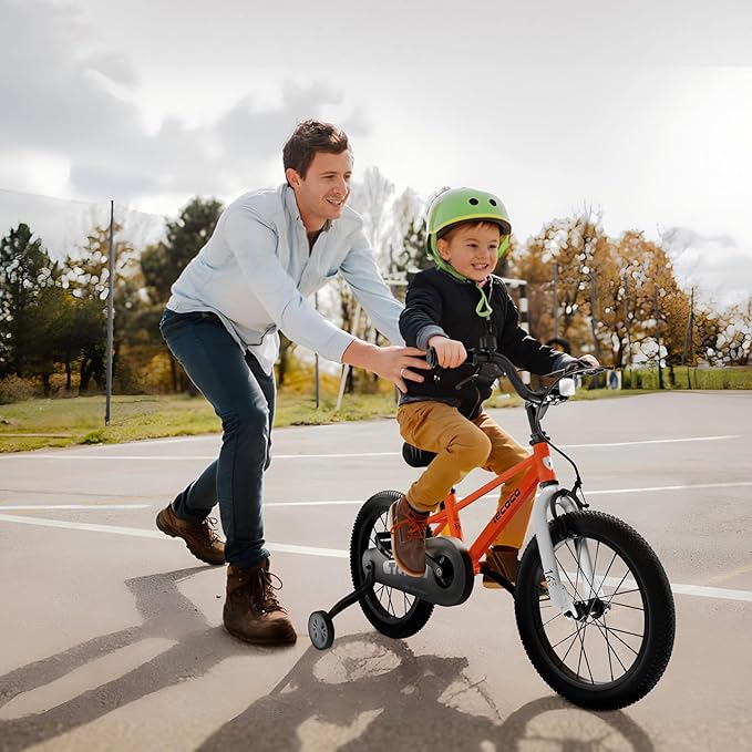 lecoco Kids Bike for Boys Girls, 14 16 18 Inch Children's Bicycle with Training Wheels Pedal Brakes Handbrake & Kickstand Training Bike for Kids and Toddler Multiple Color