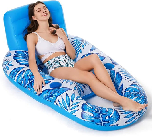 Jasonwell Inflatable Pool Float Adult - Pool Floaties Lounger Floats Raft Floating Chair Water Floaties for Swimming Pool Lake Lounge Float with Cup Holders Beach Pool Party Toys for Adults