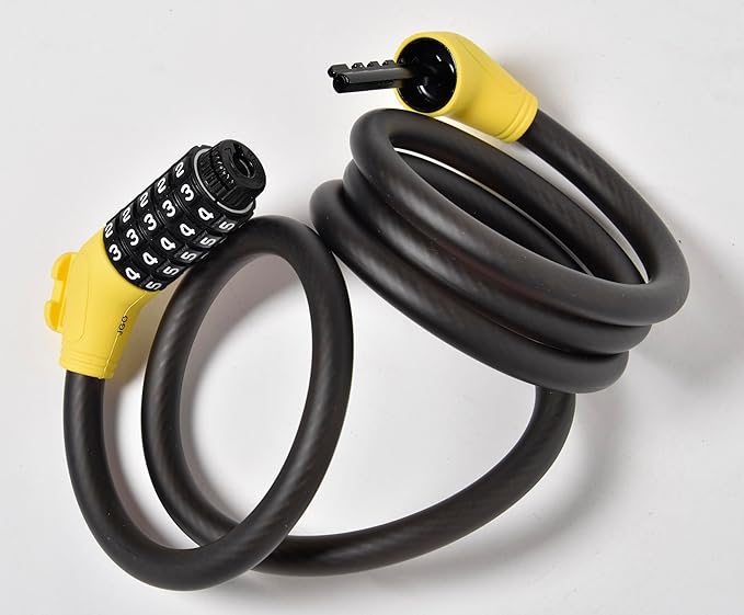 Bicycle Motorcycle Coiled Cable Lock Anti Theft (Coile Cable Combi)