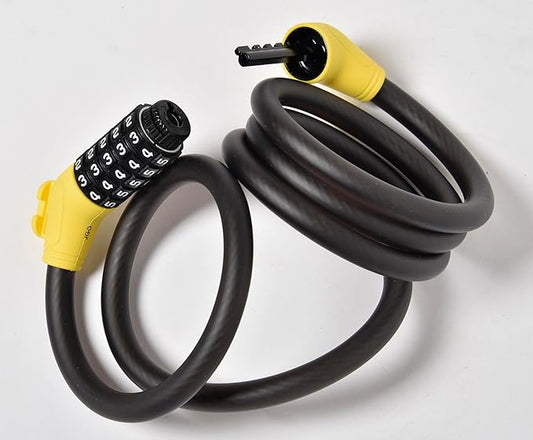 Bicycle Motorcycle Coiled Cable Lock Anti Theft (Coile Cable Combi)