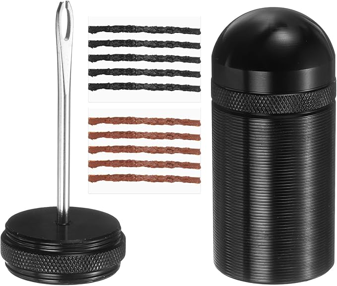 HARFINGTON Tubeless Bicycle Tire Repair Kit Bike Patch Tool Fix Puncture Flat with Plug Tool and Plugs for MTB Road Bicycle Tires, Black