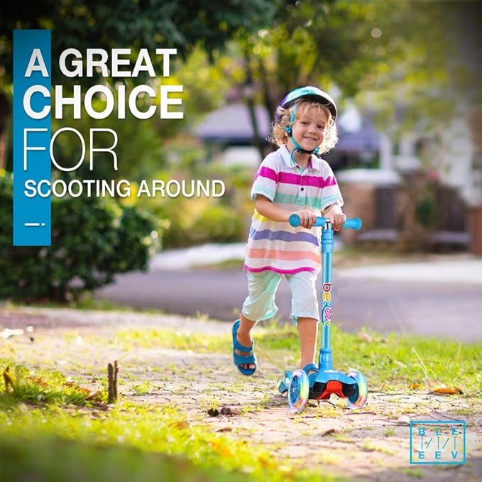 BELEEV Scooters for Kids 3 Wheel Kick Scooter for Toddlers Girls Boys, 4 Adjustable Height, Lean to Steer, Light up Wheels, Extra-Wide Deck, Easy to Assemble for Children Ages 3-12 (Rose Pink)