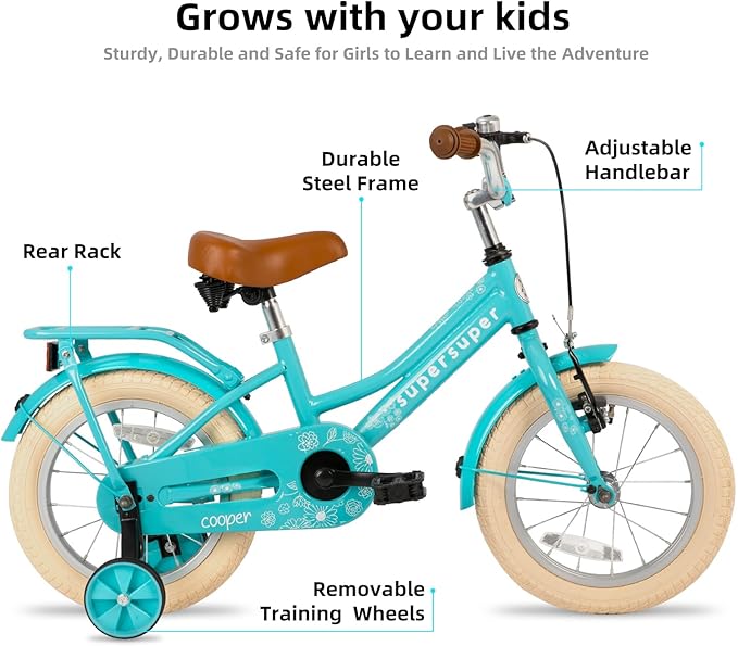JOYSTAR Girls Bike for 2-12 Years Old Toddlers and Kids, 12" 14" 16" 18“ Retro Style Kids Bike with Training Wheels, 20 Inch Children Bicycle with Kickstand