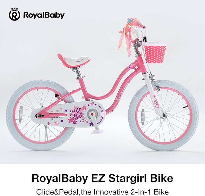 RoyalBaby Girls Bike Classic & EZ Kids Bike, Balance and Pedal Bicycle, 12 14 16 18 20 Inch Toddlers to Big Kids 3-10 Years