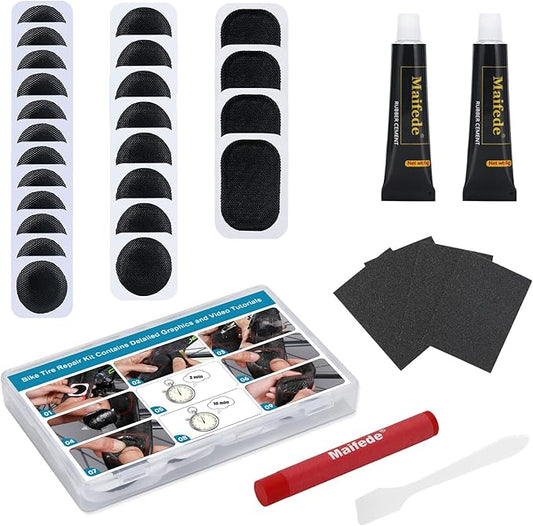 Bike Inner Tube Patch Kits, Bicycle Tire Repair Kit, with Portable Storage Box, for Cycling, Motorcycle, BMX, ATVs and More Inflatable Rubber.