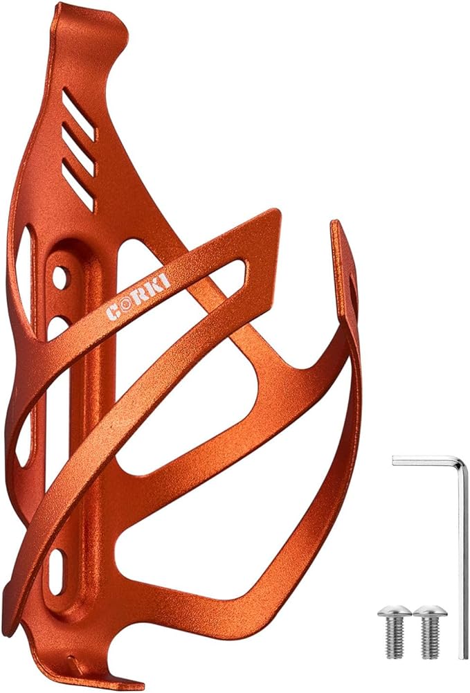 Corki Cycles Bike Water Bottle Holder Aluminum Alloy, Universal Bike Water Bottle Cage for Road, Mountain and Gravel Bikes -1 Pack - Orange