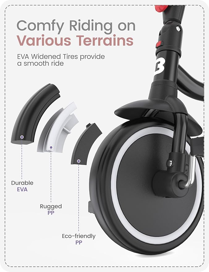 besrey Toddler Tricycle with Bell, Kids Tricycle Age 18 Months to 5 Years, Kids Trike, Toddler Bike for 1.5-5 Year Olds, Baby Trike, Gifts & Toys for Boys & Girls, Black