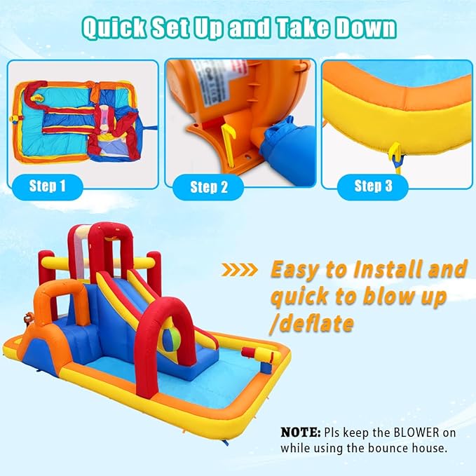Bounce House with Slide and Obstacle Course for Kids 3-8 - Bounce, Climb, Slide, Boxing Ball, Small Climb&Slide for Indoor Outdoor Kids Party, Optional Water Slide & Pool for Summer Fun