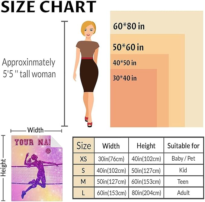 Custom Volleyball Blanket Gifts for Girls- 30x40 Inches Sport Throw Blanket for Babies Kids- Personalized Pink Soft Fuzzy Nap Blankets for Couch Sofa Bed