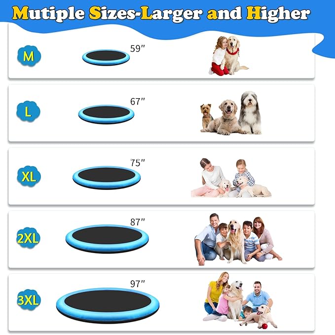 59" Non-Slip Splash Pad for Kids and Dog, Thicken Sprinkler Pool Summer Outdoor Water Toys, Extra Large Backyard Wading Pool for Children Boys & Girls or Pet Dog (Blue)