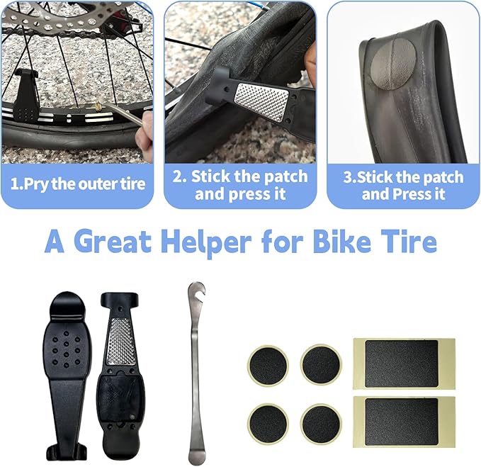 Bike Repair Tool Kit – 21 PCS Bicycle Tool Set with Hex Wrenches, Tire Levers, Patch Kit, Gloves & Portable Saddle Bag – Complete Road & Mountain Bike Repair Kit