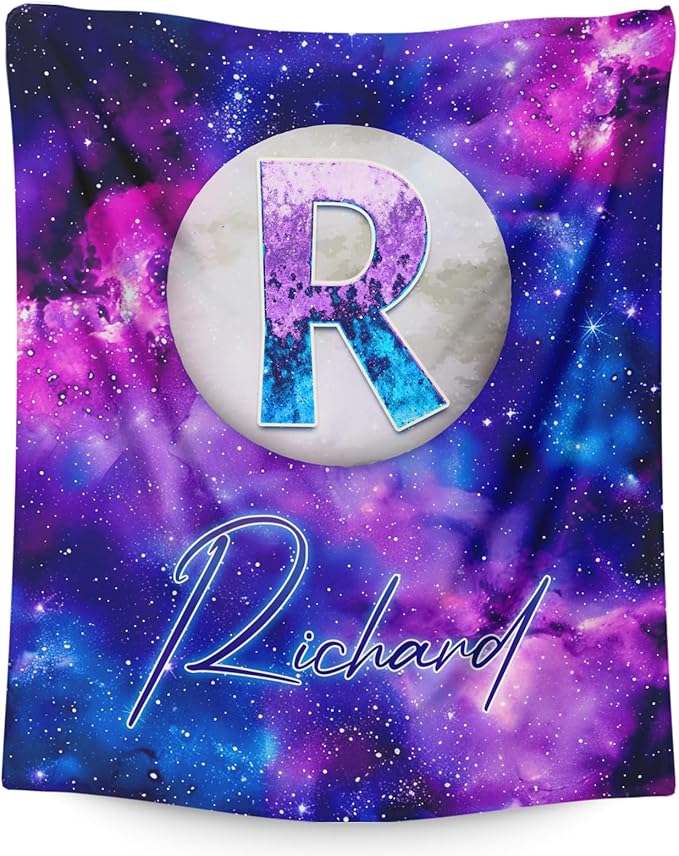 Custom Blanket Gifts with Name for Kids Boys Girls - Personalized Flannel Throw Blanket Soft Cozy Fuzzy Bed Throws - Name Monogram Blankets for Couch Sofa Bed Decor