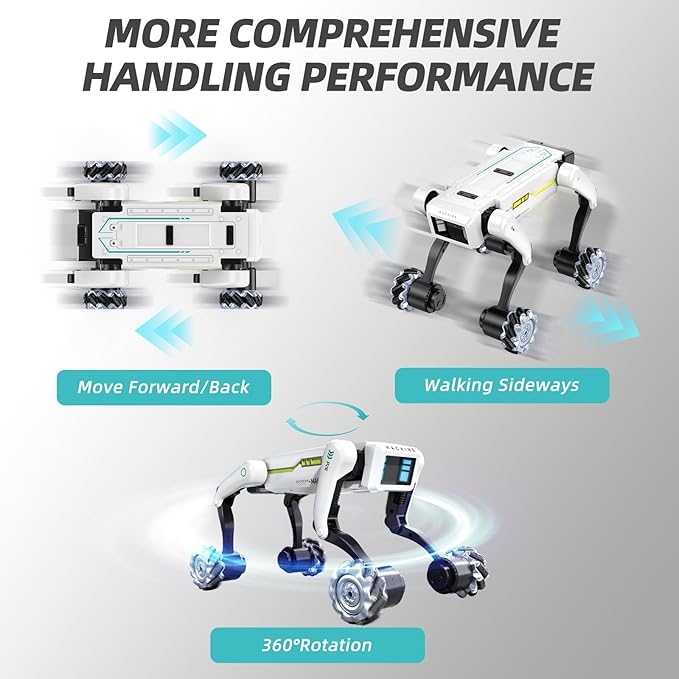 Smart Robot Dog with Wheels, 30+ Bionic Actions, Voice & Remote Control, Programmable Moves, Rechargeable Battery, All-Terrain Stunt Pet Toy for Kids