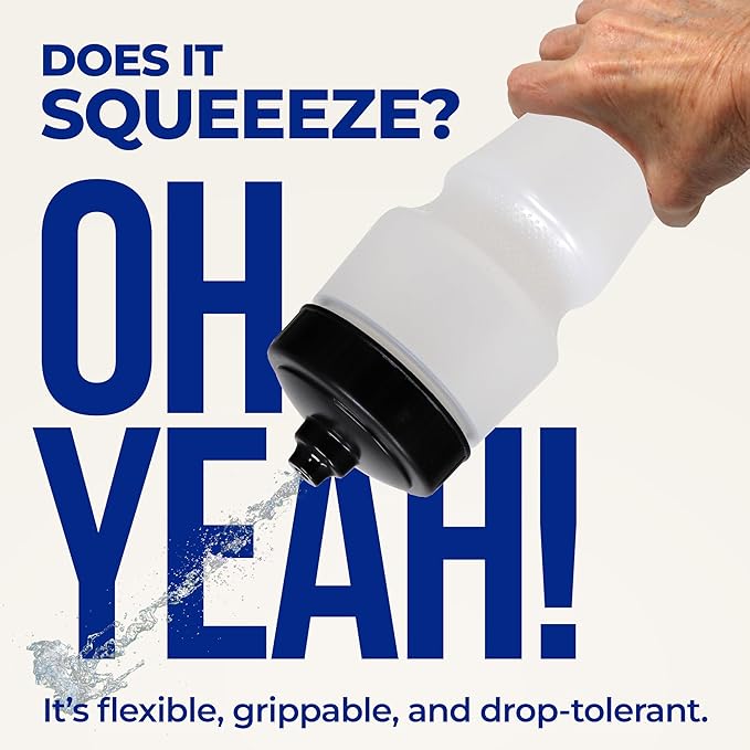 Rolling Sands USA Made 24 oz Sports Squeeze Water Bottles, 8 Pack, BPA-Free, Easy Drink One Way Flow Valve, Fits Most Bike Cages, Dishwasher Safe, Durable, Reusable and Lightweight, Clear Frost