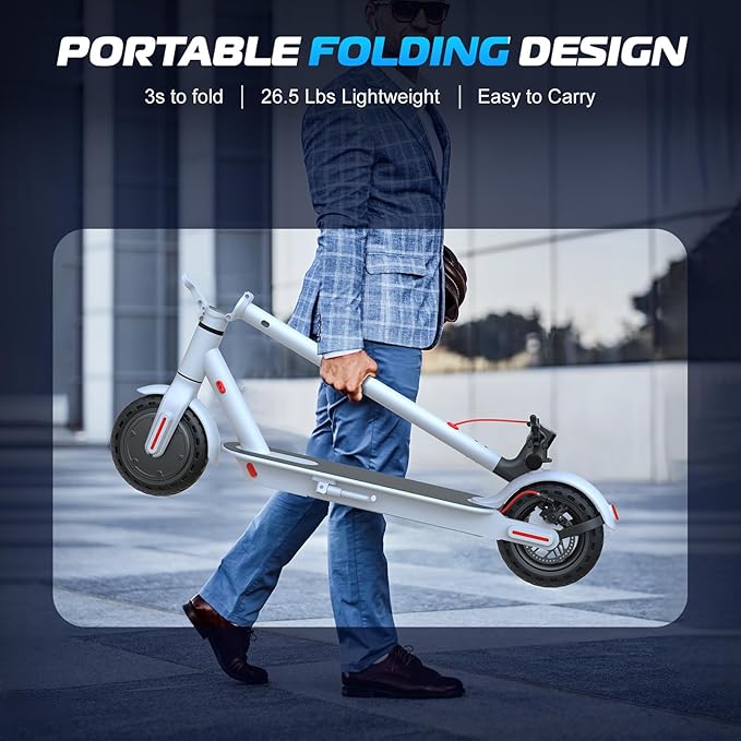 Caroma Electric Scooter Adults, Powerful 350W/500W/750W Motor, Top Speed 20/25 Mph & 18/25/30 Miles Range, 8.5" Solid Tires, Cruise Control E Scooter for Adults (Multiple Options)