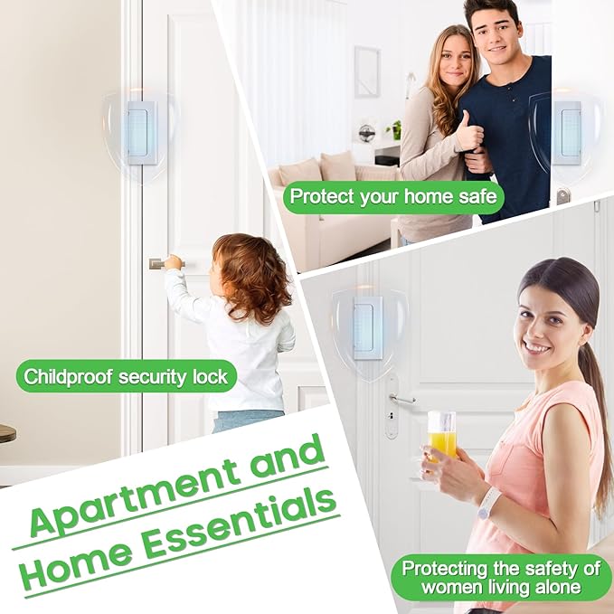 2 Pack Home Security Door Lock, Childproof Door Reinforcement Lock with 3 Inch Stop Withstand 800 lbs, Door Safety Locks for Front Door, Night Kids Safety Flip Lock to Defend Your Home, White