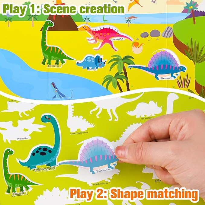 ASTARON 3 Pack Reusable 3D Puffy Sticker Book for Kids 3-6, Jelly Sticker Game Educational Sensory Learning Toy,Travel Stickers and Busy Book