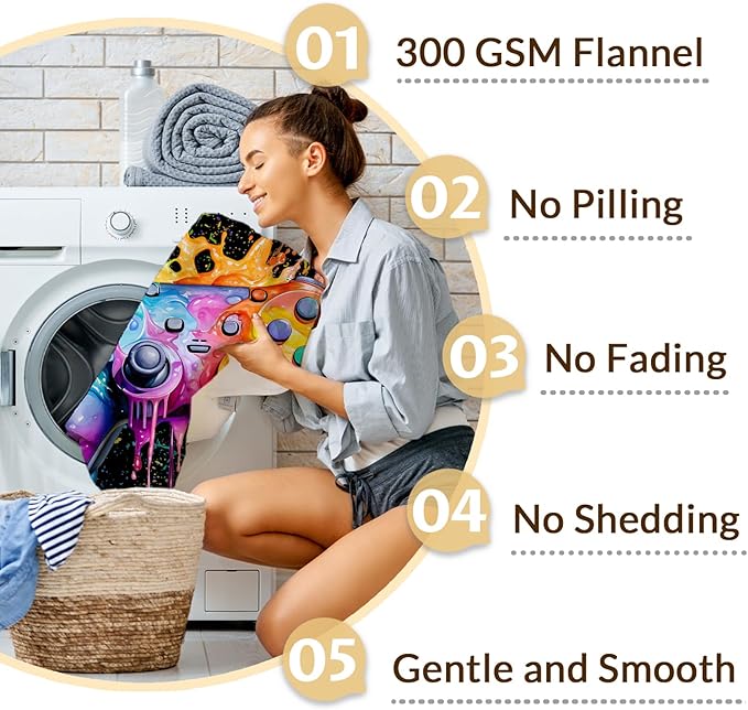 Custom Gamer Blankets for Boys - 50x40 Inches Small Gamer Themed Gifts - Black Gaming Flannel Throws Accessories Gifts for Game Lovers Players - Personalized Soft Cozy Plush Blankets for Couch, Sofa