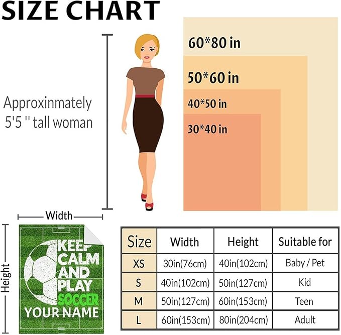 Personalized Soccer Blanket - 60x80 Inches Soft Fuzzy Cozy Blankets for Adults for Soccer Players - Sports Throw Blanket for Couch, Living Room & Bed