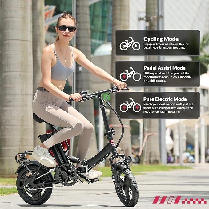 S14/S16 Electric Bike for Adults, Max 19/22 MPH Speed & 28/50 Miles Range (PAS), 500W/750W Peak Motor, Foldable, Lightweight, Shock Absorbers, UL 2849 Certified Ebike