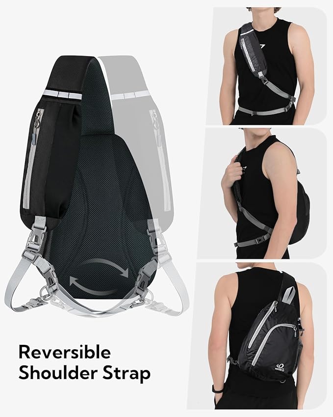 WATERFLY Crossbody Sling Bag Small Water Resistant Backpack Lightweight Shoulder Chest Daypack for Men Women Hiking Travel