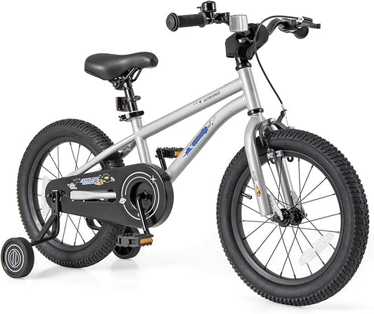 BABY JOY Outer Space Kids Bike, 14 16 18 Inch Sport Bicycle for 3-8 Years Old w/Adjustable Saddle, Training Wheels, Widened Tyre, Handbrake & Coaster Brake, 95% Pre-Assembled Girls Boys Bike