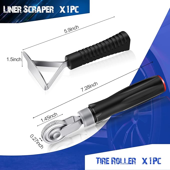 Tallew 90 Pcs Tire Patches Kit 32 mm 42 mm 58 mm Tire Repair Unit with Roller and Liner Scraper, Tube Patch Auto Repair Stitcher Tools for Car Truck Bike Motorcycle Wheel