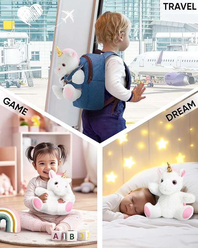 Naturally KIDS Unicorn Toys for Age 3, Birthday Gifts for 2 Year Old Girls, 3 Year Old Girl Gifts, Toddler Unicorn Backpack