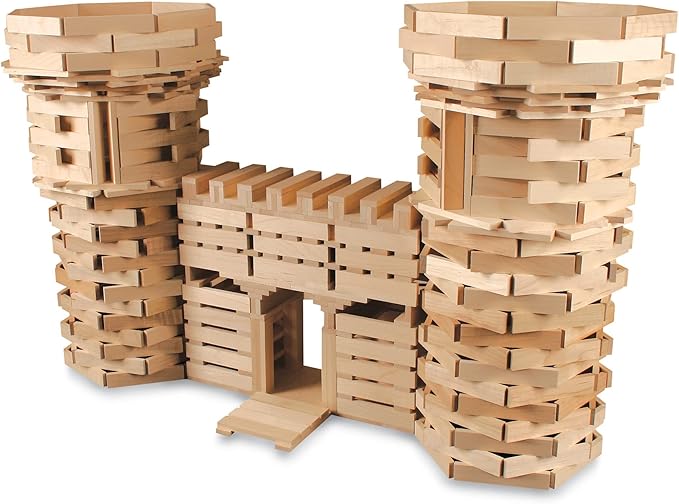 MindWare KEVA Structures 400 Plank Wooden Building Blocks Set - Includes 400 Pine KEVA Planks, Canvas Storage Bag and Full-Color Idea Book