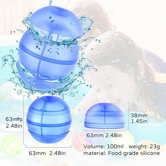 Reusable Water Balloons, 12PCS Self Sealing Silicone Water Bomb Balls Quick Fill for Kids, Refillable Water Balloons for Pool Summer Party Water Fight Game