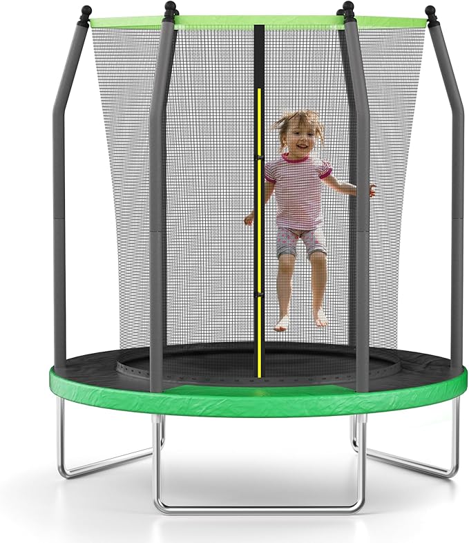 AOTOB 6 FT Trampoline for Kids with Enclosure Net, Heavy Duty Recreational Outdoor/Indoor, ASTM Approved (Green)
