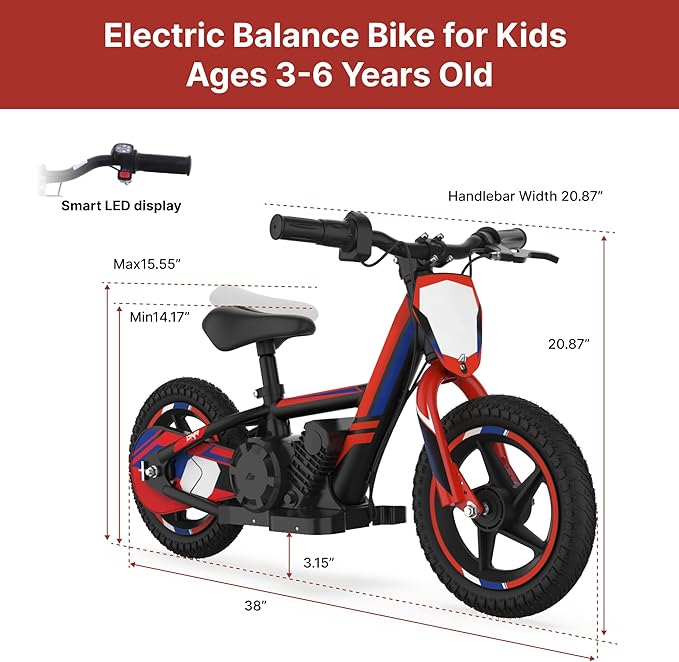 Electric Dirt Bike for Kids 3-6, 170W Racing Experience Lightweight Motorcycle, New Aluminum Frame with 2 Power Modes, 24V Detachable Battery, 12 Inch Knobby Tires