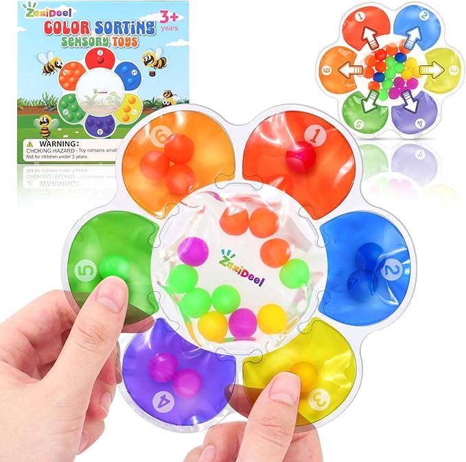 Sensory Toys Color Sorting Toys: Quiet Fidgets for Classroom Montessori Toy for Toddlers, Fine Motor Skill Games Preschool Learning Activities Calm Dwon Travel Toy for Boys Girls Gifts Ages 1-3 3-5