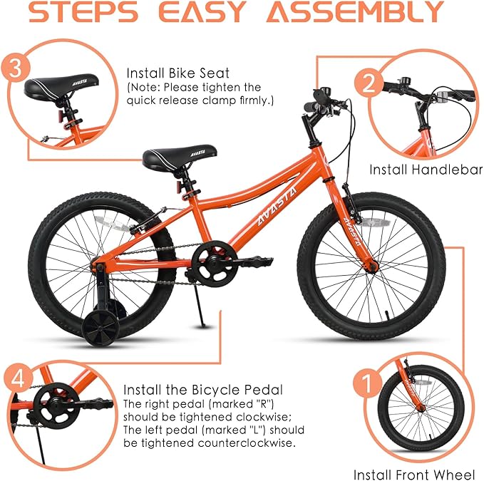 AVASTA Bilbo 18 20 Inch Kids Bike for Boys Girls 5-10 Years Old, Retro Style High Carbon Steel Bicycle with Adjustable Handlebars and Seat, Dual V-Brakes, Kickstand, Multiple Colors