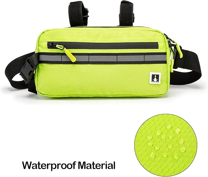 Waterproof Bike Bag, Front Handlebar Bag, Kids Handlebar Bag for Bicycles, Mount Bicycle Bag that converts to Crossbody Bag (Neo Green)